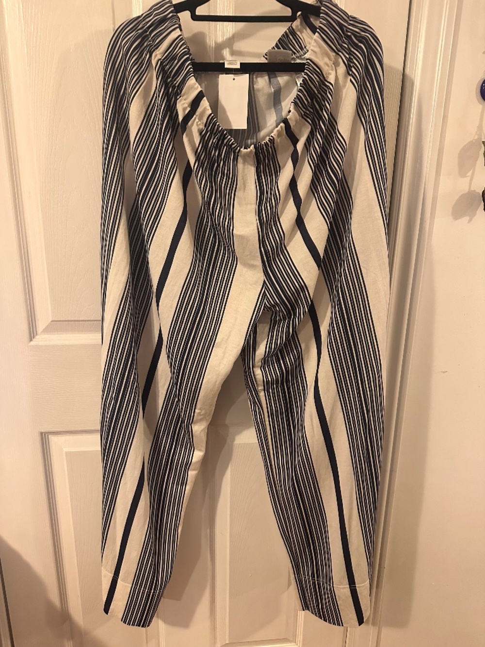 Loose Fit Navy Blue Striped Flowy wide leg pant